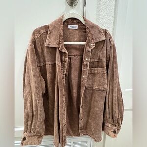 Brown corduroy oversized shirt - medium